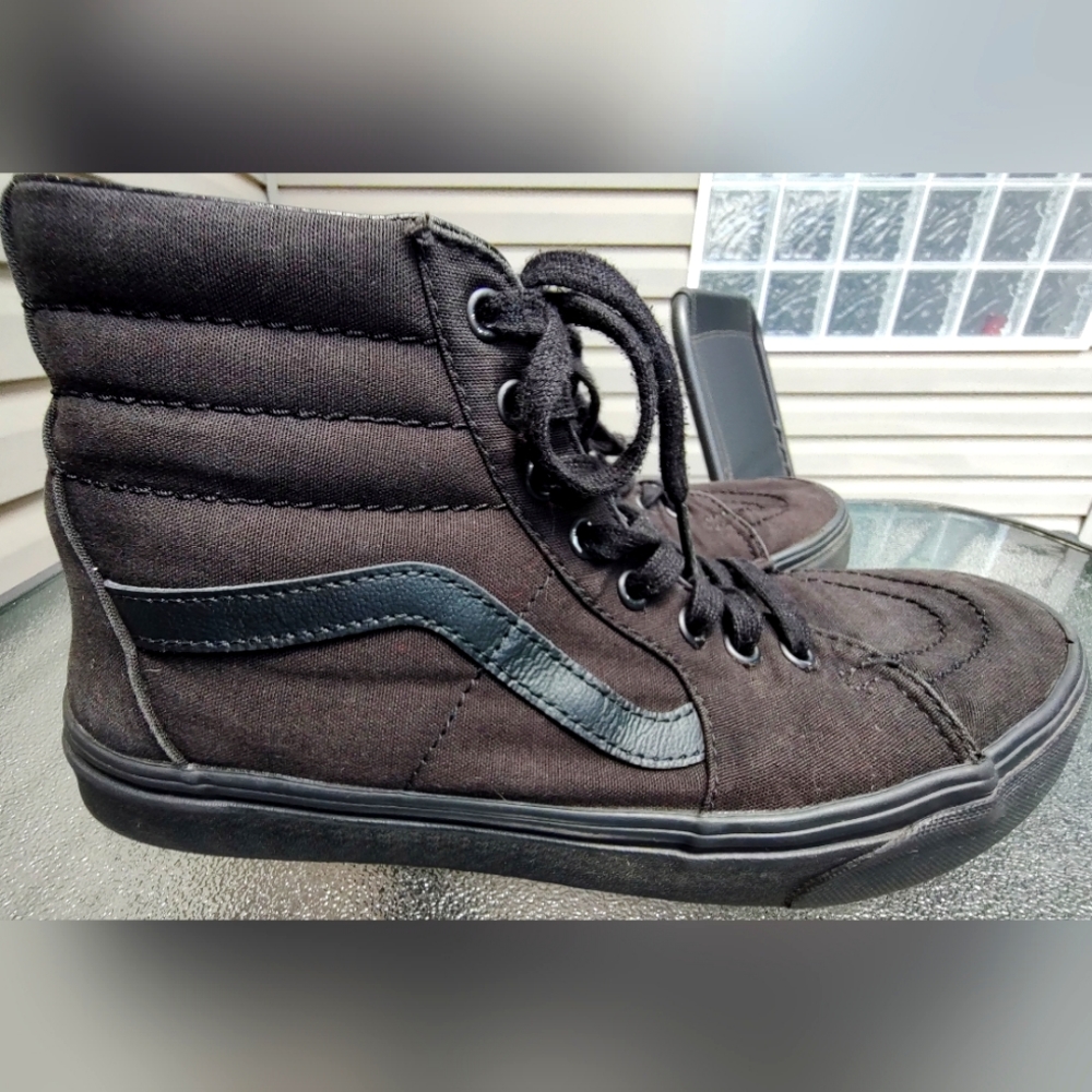 Vans SK8 Hi Black On Black Canvas Men Sz 9/ Women's 10.5  EU 42 Classic Hi top